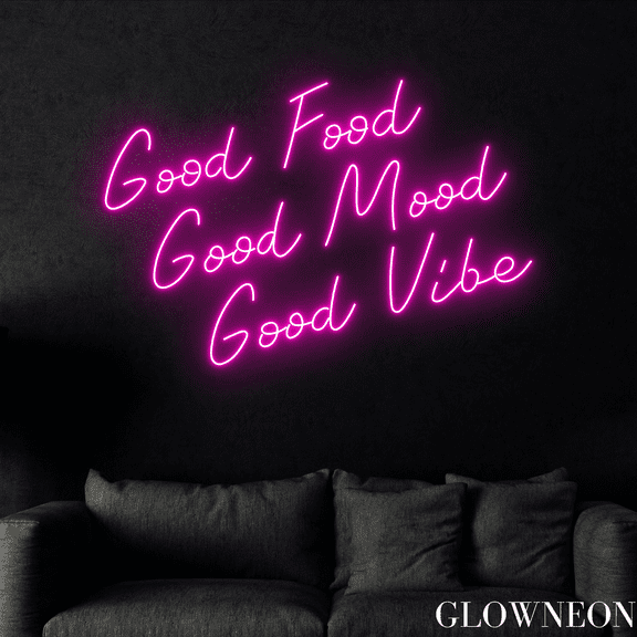 Glowneon Good Food Good Mood Good Vibe Neon Sign, Restaurant Led Sign
