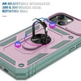thumbnail image 5 of Allytech iPhone 13 Mini 2021 Case with Glass Screen Protector, 3-Layer Hybrid Shockproof 360° Rotating Magnetic Ring Holder Kickstand Slide Lens Protective Inner Card Holder Case,Pink + Grayish Green, 5 of 8