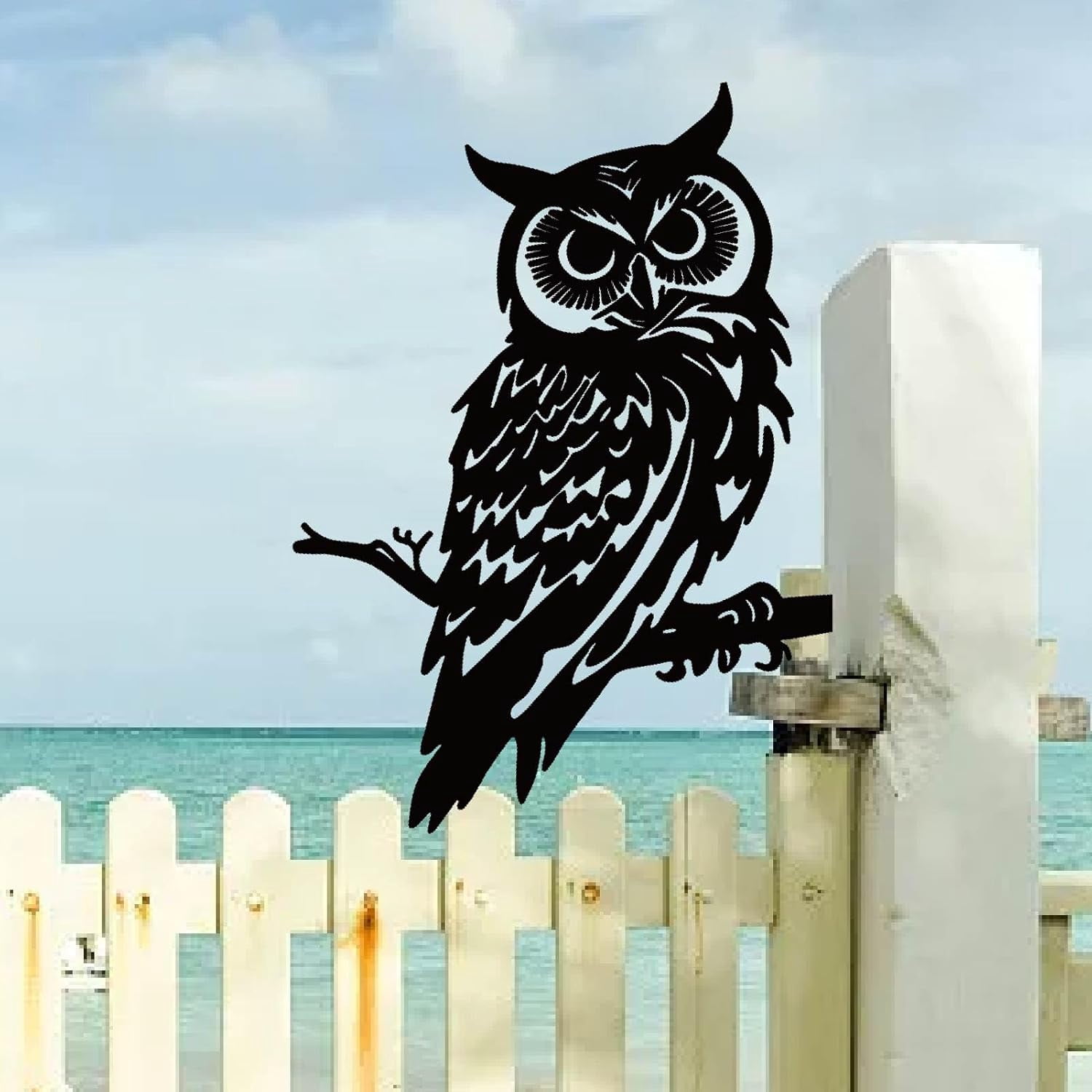 Owl Metal Yard Art Bird Garden Statues Outdoor Iron Owl Tree Stake Black Decorative Wild Animal Black Silhouette Wall Ornaments Yard Art Insert for Outdoor Fence Farm Lawn Patio 11.8x11.8in