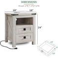 thumbnail image 5 of OKD Farmhouse Nightstand with Charging Station for Bedroom, 2-Drawer Rustic End Tables for Living Room, Antique Brush White, 5 of 6