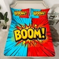 thumbnail image 2 of Feelyou Retro Boom Queen Sheet Sets for Boys, Gamer Gaming Flat Sheet, Blue Red Stripes Graffiti Queen Fitted Sheet, Microfiber Bedroom Decor, 4pcs, 2 of 7