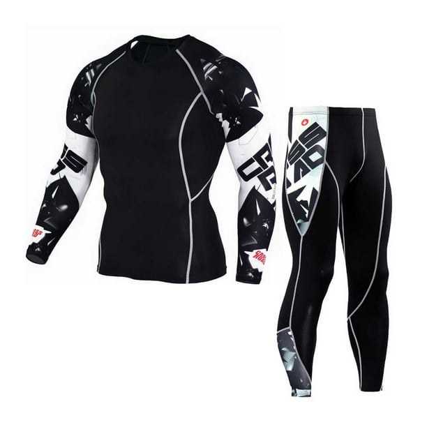 Jumpingount Ropa de hombre, camiseta de compresión plegable transpirable, mallas, Top de manga larga, chándal ligero, ropa de Fitness de cuello conjuntos de ropa tipo 5 Jumpingount AP013620-05
