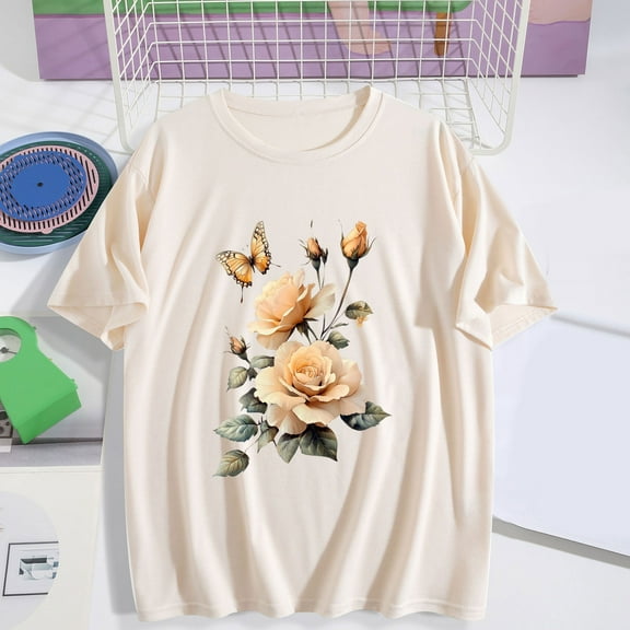 Women's Tops Under $10 Free Shipping Printed Short Sleeved T-shirt