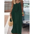 thumbnail image 6 of Women'S Open Back Spaghetti Strap Beach Maxi Dress Loose Flowy Vacation Sundress Dark Green M, 6 of 7