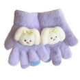 thumbnail image 3 of NAISIBABY Kids Girls Knitted Gloves, Cute Soft Thermal Stretchy Winter Outdoor Play Snow Mittens Purple (4-8T), 3 of 5