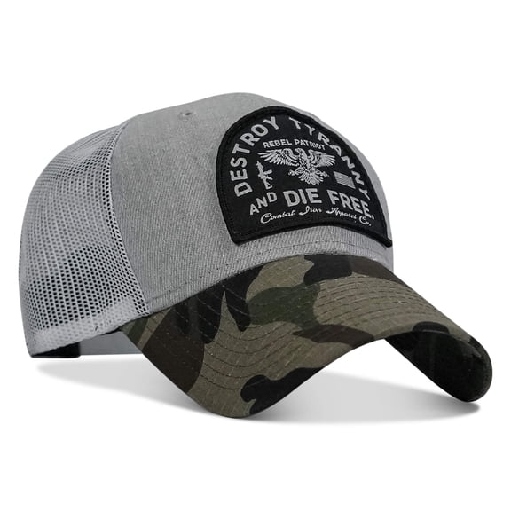 Combat Iron Destroy Tyranny And Die Free Patch Snapback Bdu Camo / White / Gray