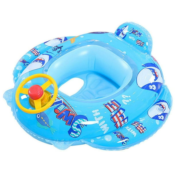 Flotador de piscina para bebé con asiento de seguridad, volante, anillo de natación inflable de dibujos animados, ayuda para entrenamiento de natación para niños de 1 a 6 años