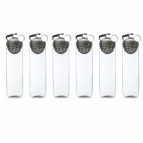 6 Gridiron Infuser Water Bottles Set, 27 oz. - Screw On, Flip-Top Lid, Spill-Resistant, BPA-Free - Smoke