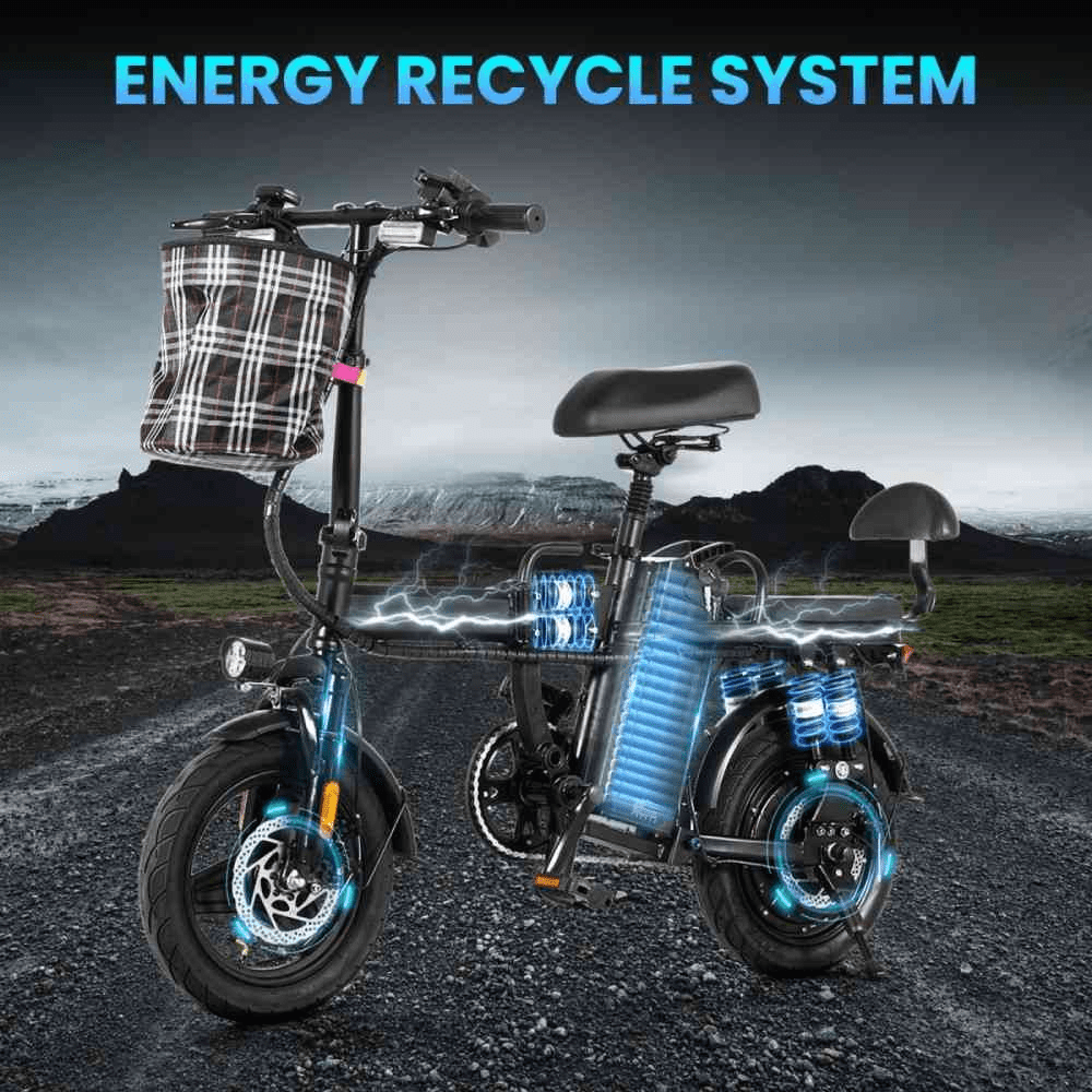 Bogist A9 Electric Folding Bike 2-Seater City Bike, 20MPH, 30-Mile Range,500W, 48V15Ah Battery, Ships from US Warehouse