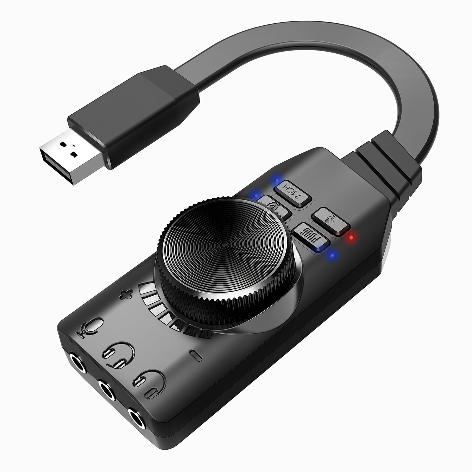 Black Headset Color : Black Speakers Desktop Computer Accessories Aluminum Shell 3.5mm Jack External USB Sound Card HiFi Magic Voice 7.1 Channel Adapter Free Drive for Computer 