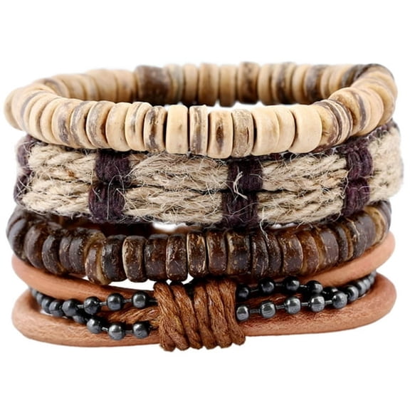 DESIGNICE 4Pcs Male Bracelets Men Vintage Bracelets Leather Wrist Chains Jewelry Gifts Mens Leather Bracelet Leather Bracelets for Men