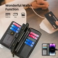 thumbnail image 4 of for iPhone 16 Crossbody Strap Wallet Case for Women Men, Zipper Pocket Purse [Detachable Wallet 2 in 1] [RFID Blocking] [13 Card Holder], Leather Magnetic Flip Kickstand Case,Black, 4 of 8