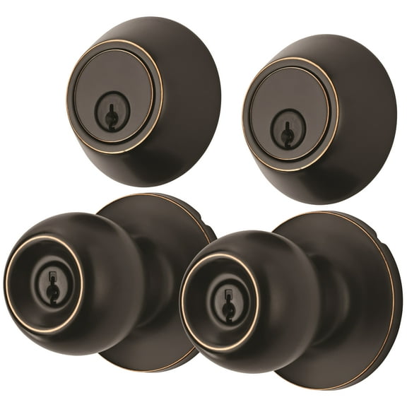 Hyper Tough Ball Combo Twin Pack Oil Rubbed Bronze (2 Entry Doorknobs & 2 Deadbolt Locks)