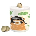 thumbnail image 1 of Hipster Piggy Bank, Llama in a Traditional Bolivian Hat Smiling Comic on Polka Dots Illustration, Ceramic Coin Bank Money Box for Cash Saving, 3.6" X 3.2", Multicolor, by Ambesonne, 1 of 4