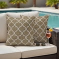 thumbnail image 4 of Brown Moroccan Outdoor Waterproof Pillow Covers, Morocco Retro Abstract Quatrefoil Plaid Decorative Square Throw Pillowcase Sofa Cushion Sham for Patio/Couch/Chair, 20"x20" 2 Pack, 4 of 8