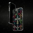 thumbnail image 6 of DistinctInk Hybrid (Acrylic / TPU) Clear Slim Fit Case for Apple iPhone 13 MINI (5.4" Screen) - "Vibrant Hand-Drawn Christian Crosses on Black Background", 6 of 8