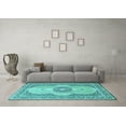 thumbnail image 3 of Ahgly Company Indoor Rectangle Medallion Light Blue Traditional Area Rugs, 2' x 3', 3 of 4