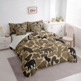 thumbnail image 2 of Castle Fairy Camo Bear Silhouette 7-Piece Twin Bedding,Jungle Wildlife Bedding Comforter Set,Taupe Dark Brown,Grey Reversible, 2 of 7