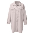 thumbnail image 4 of GEWSEY Womens Plaid Shacket Jacket Long Corduroy Shirt Casual Lapel Button Down Flannel Trench Coats (Grey, L), 4 of 4