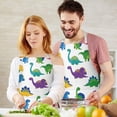 thumbnail image 3 of White Cartoon Dinosaurs Pattern Apron-Garden Aprons for Women with Pockets-Cotton Linen Waterproof Kitchen Cooking Gardening Aprons Adjustable for Kitchen,Cooking,BBQ and Salon 33x27 Inch, 3 of 7