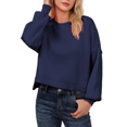thumbnail image 3 of VENUZOR Women's 2024 Fall Crew Neck Batwing Long Sleeve Sweaters Oversized Ribbed Side Slit Knit Pullover Tops, 3 of 10