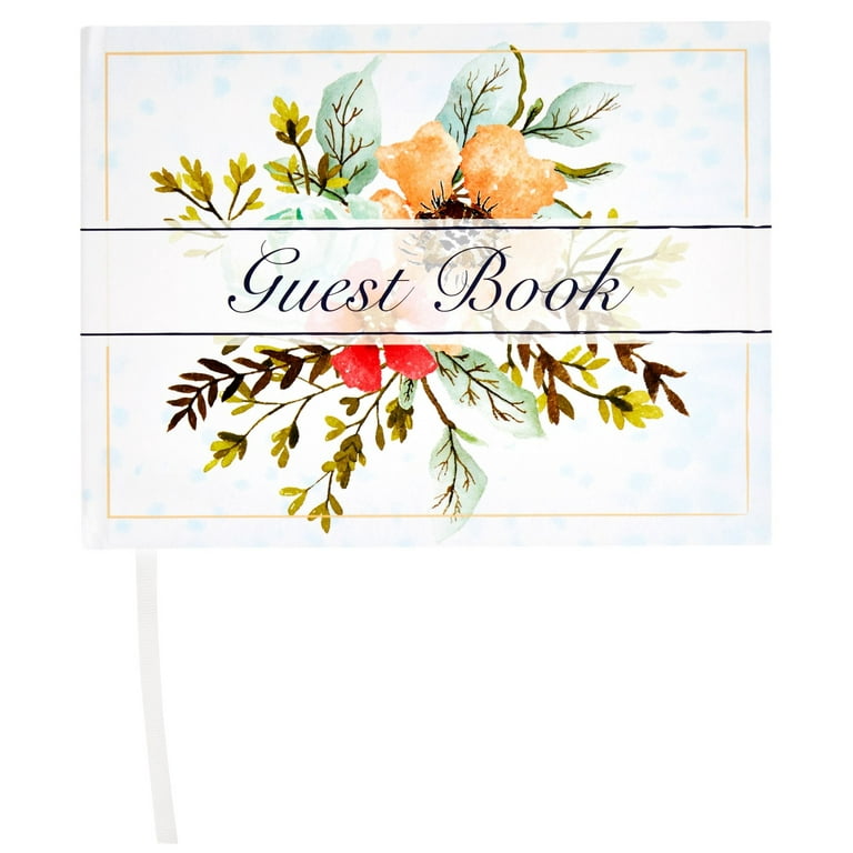 Sustainable Greetings Guest Book for Wedding Baby Shower Party, Floral, 8 x 6