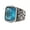 Blue Stone, variant on Men's Stainless Steel Punk Large Cut Gemstone Crystal Engraved Wedding Ring Gothic Titanium Biker Jewelry Black Stone Size 10