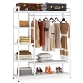 thumbnail image 6 of Fnova Clothes Rack with Shelf, Freestanding Closet Organizer, Heavy Duty Industrial Hall Tree Garments Rack for Small Space, Bedroom, White, 6 of 12