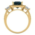 thumbnail image 4 of 3.005 ct Princess Cut Natural London Blue Topaz 3 Stone 18K Yellow Gold Womens Engagement Ring, 4 of 5