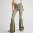 thumbnail image 4 of Pantalones Pantalones con corte de bota con cierre de botones Pantalones acampanados informales Pantalones de cintura alta Traje diario Ygjytge Verde T XS para Mujer, 4 of 7
