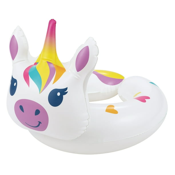 Bluescape White Unicorn Split Inflatable Swim Ring Pool Float for Kids