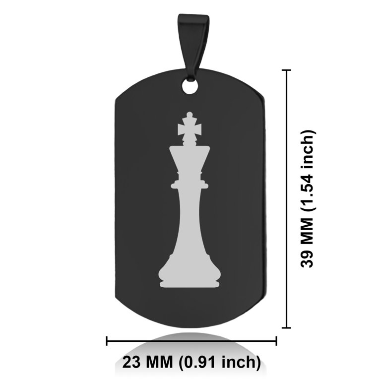 Stainless Steel King Chess Piece Dog Tag Pendant Necklace