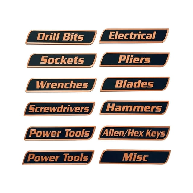 Hearth & Gear 12 Pack Of Toolbox Labels 3D Printed Labels General Organize Reusable For Steel Toolboxes Carts Drawers And Cabinets Mini Screwdriver Set Cmmt12039 T8 Screwdriver Be Quiet Screwdriver