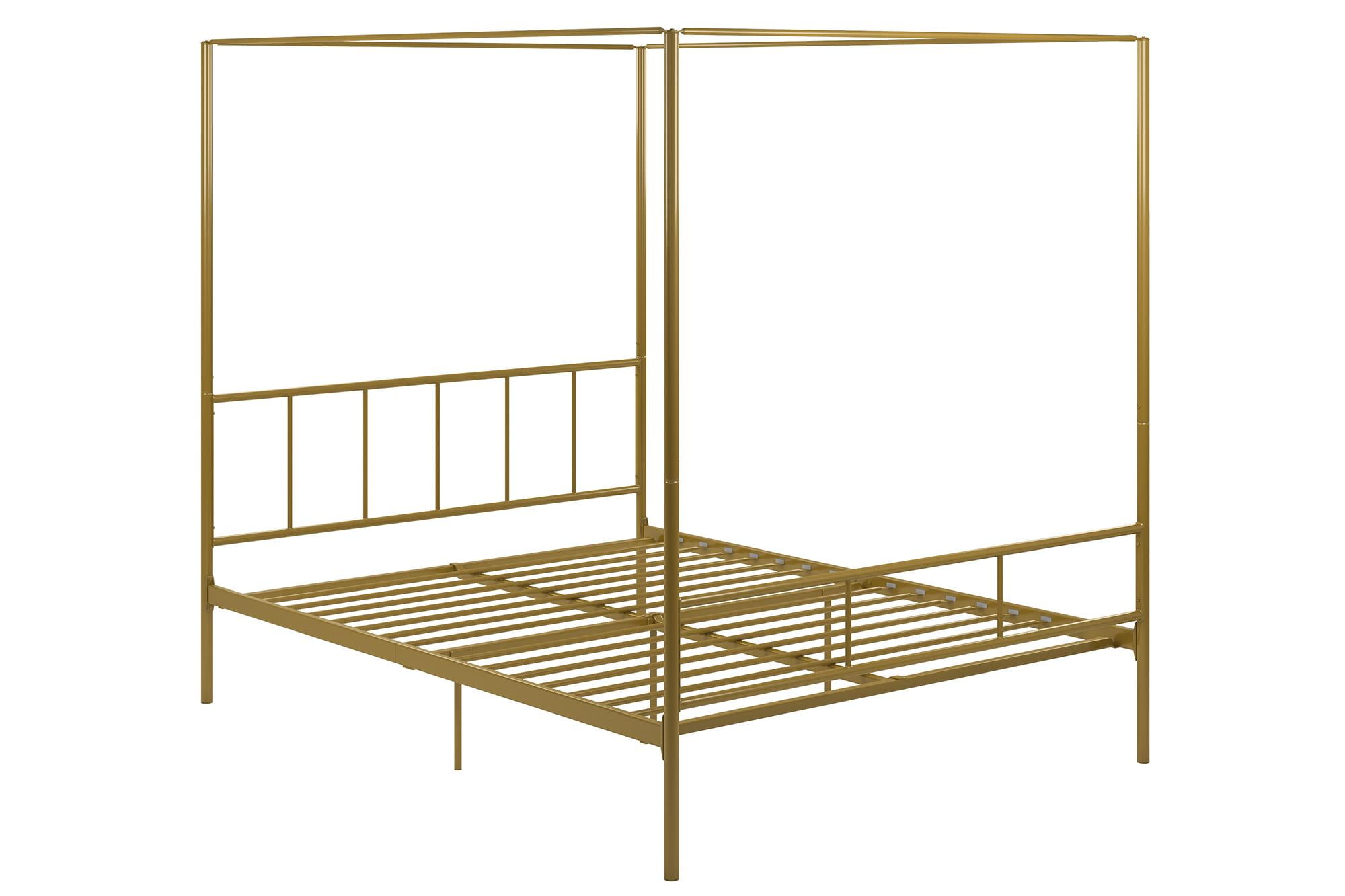Novogratz Marion Metal Canopy Platform Bed Frame, Queen, Gold