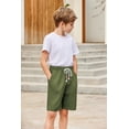 thumbnail image 4 of Arshiner Boys Linen Shorts with Elastic Waist Breathable Summer Beach Shorts for Kids, 4 of 6
