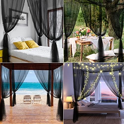 Mosquito Net Bed Canopy for Girls,King Canopy Bed Curtains Queen Size from Ceiling,Dome Mosquito Netting Bed Tent Twin Girls Canopy Bed Decor for Baby Crib,Kid Bed and Adult Beds (Black Square)