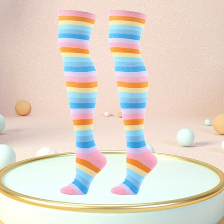 

1 Pair Striped Over Knee Socks Breathable High Elasticity Costume Accessories Extra Long Opaque Striped Over Kn
