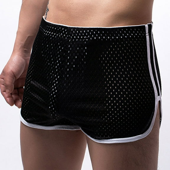 Mens Pajama Shorts 2025 Lightweight Breathable Hollow-Out Elastic Waist Casual Solid Straight Leg Slim-Fit Loungewear Workout Short