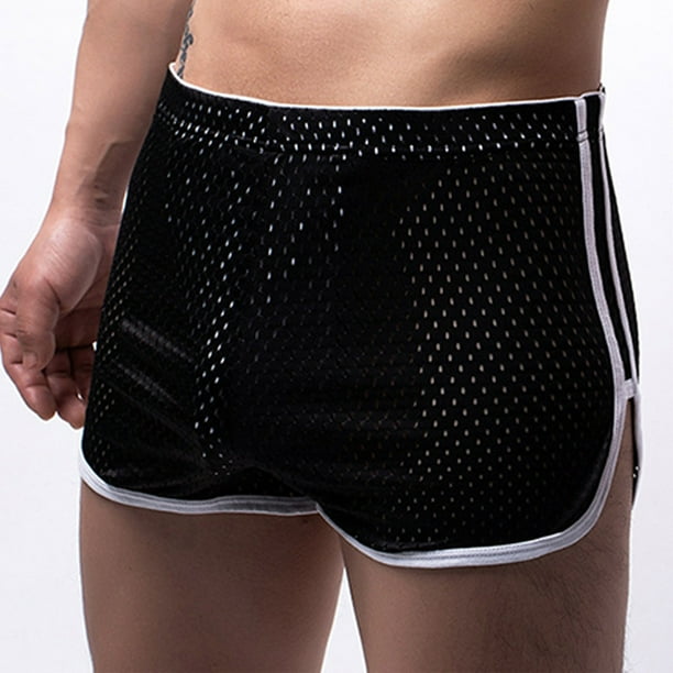 pstuiky Abreviatura para hombres, Pantalones cortos de pijama de malla con ventilación para hombre, de color liso, informales Pantalones cortos para correr para hombre
