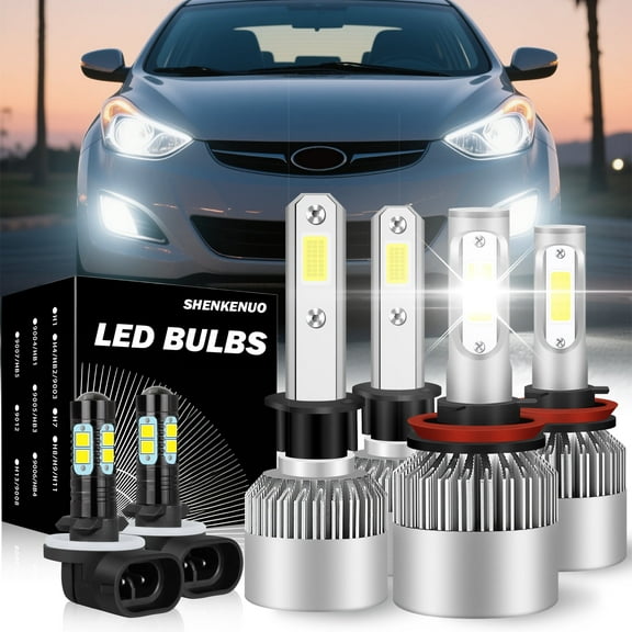 For Hyundai Elantra 2013 White H1 H11 LED Headlight High Low Beam 881/889 Fog Light Bulbs