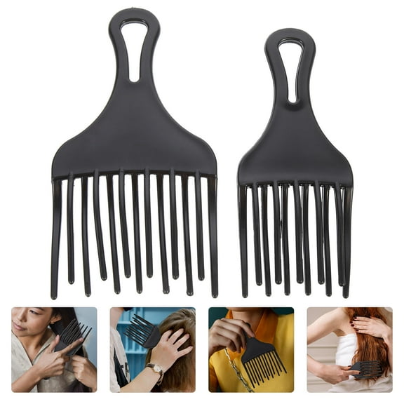 Yardwe 2Pcs Black Plastic Hair Styling Comb with Smooth Teeth for Professional Hairdresser Use