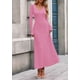 thumbnail image 3 of Vestido PRETTYGARDEN XXL Rosa Maxi de Punto con Cuello en V y Canalé, 3 of 8