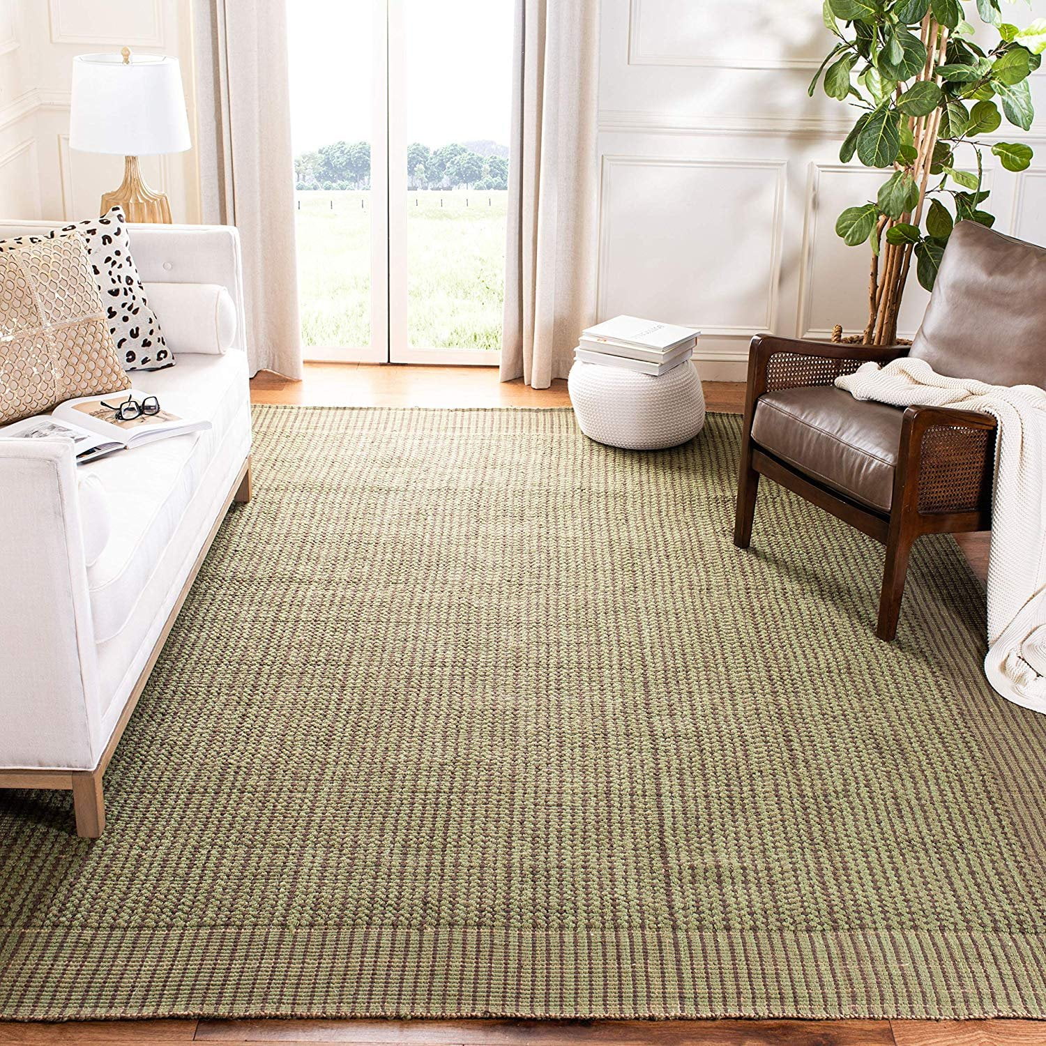 Safavieh Natural Fiber Collection NF451B Charcoal and Green Sisal Area