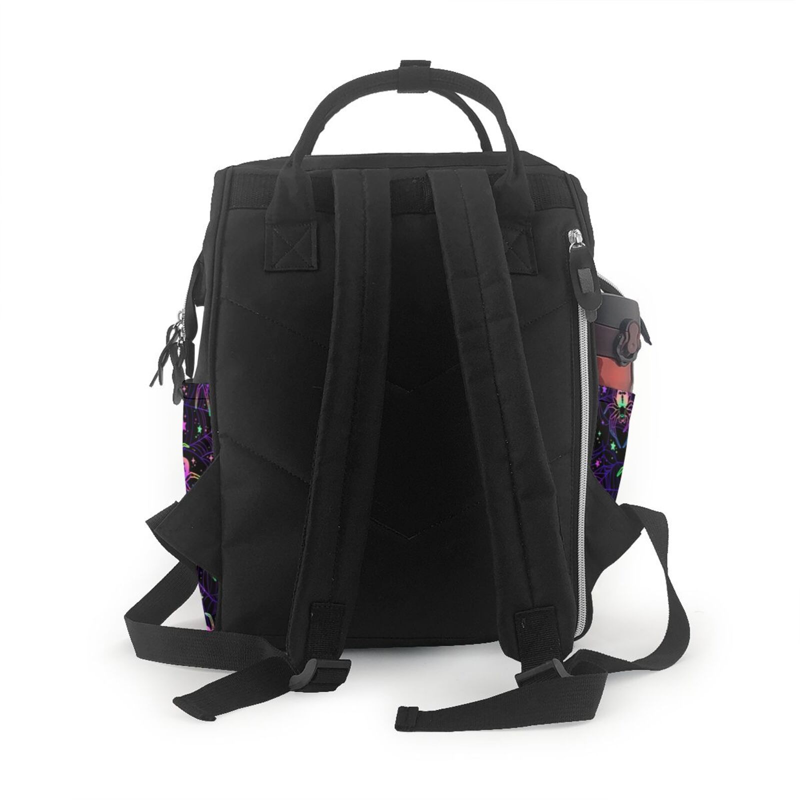 Xecao Multi-colored Spiders print Large Capacity Nappy Bag is a multi-functional waterproof travel backpack, perfect as a nursing bag or mummy backpack for women