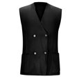 thumbnail image 4 of Men's Knit Double-Breasted Waistcoat - Elegant V Neck Sleeveless Business Suit Vest with Pockets, 4 of 7