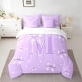 thumbnail image 2 of Castle Fairy Twin 7-Piece Girls Initial M Ribbon Bow Stars Bedding Set, 2 of 8