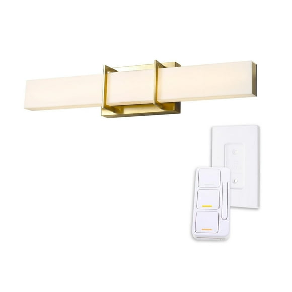 AmbianceSelect™ 24" Brass Dimmable Color Adjustable LED Integrated Vanity Light with Wall Mount Dimmer Remote, 91005438