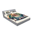 thumbnail image 2 of Ambesonne Frog Fitted Sheet & Pillow Sham Set, Croaker Couple Romantic Dinner, Calking, Fern Green White Brown, 2 of 2