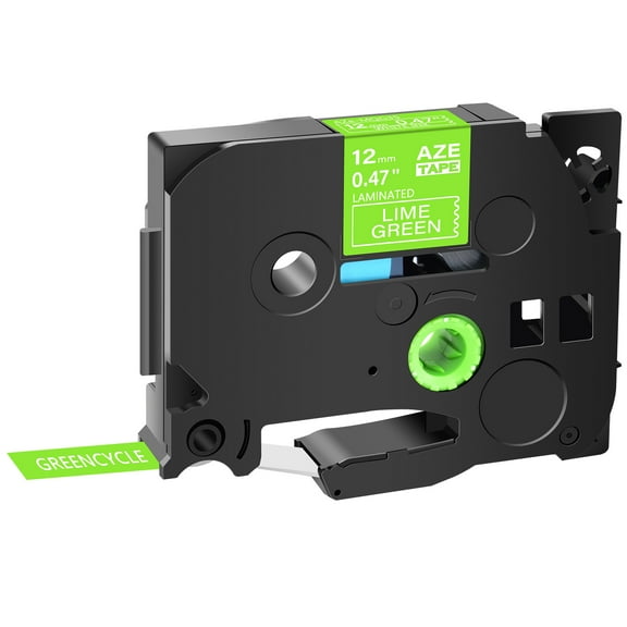 GREENCYCLE 1PK Compatible for Brother P-touch TZe-MQG35 TZ-MQG35 12mm 5m White on Lime Green Laminated Label Tape