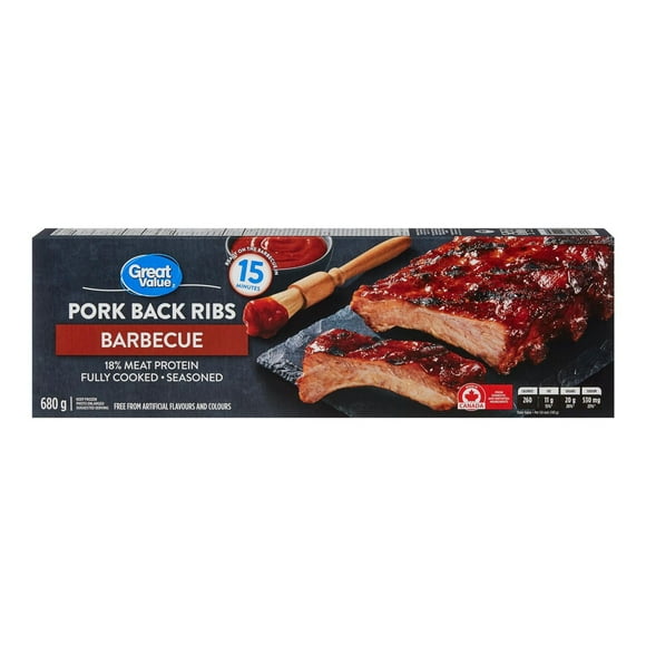 Great Value Barbecue Pork Back Ribs, 680 g